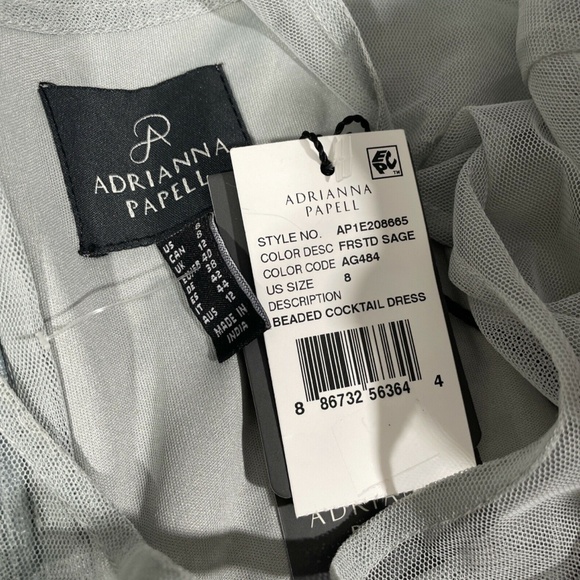 NWT Adrianna Papell‎ [ 8 ] Sequined Beaded Sheath Dress in Frosted Sage - Picture 4 of 12